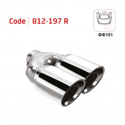 Sortie double rond bord epais biseau 2x100mm décalé côté droit